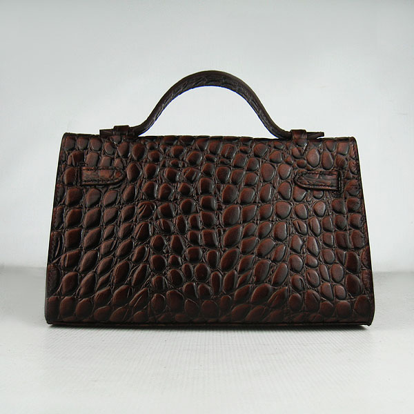 AAA Hermes Kelly 22 CM France Python Leather Handbag Dark Coffee H008 On Sale - Click Image to Close